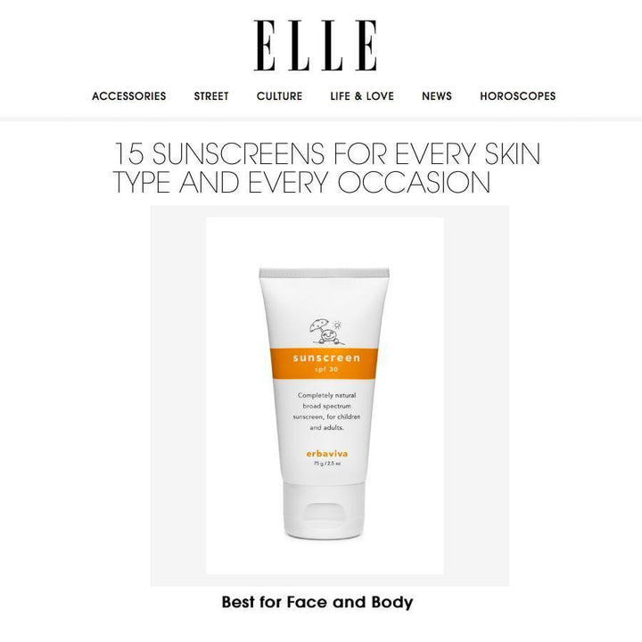 Erbaviva on Elle ~ Best Sunscreen for Face & Body
