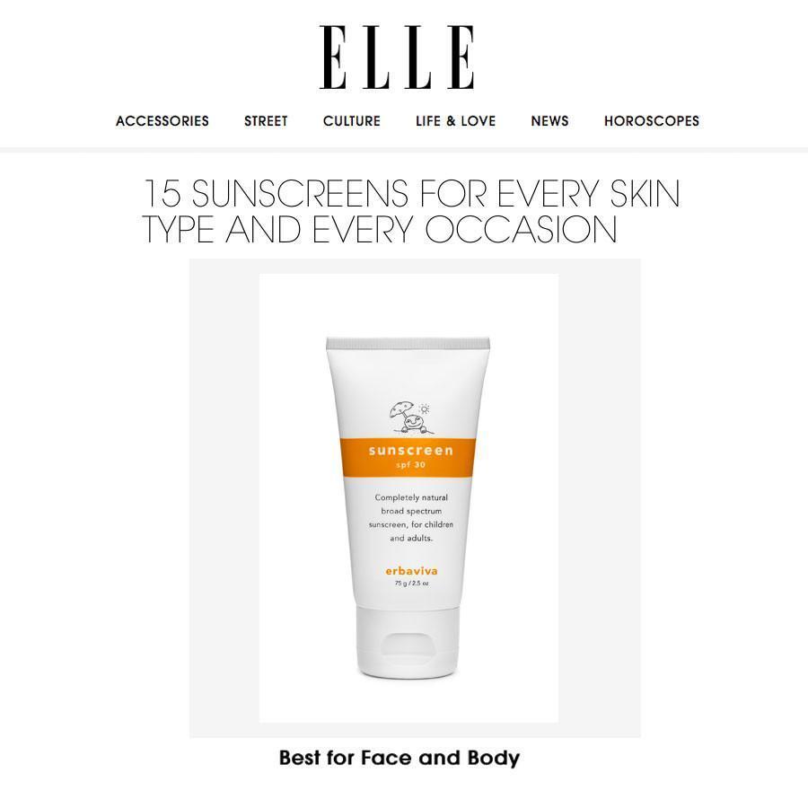 Erbaviva on Elle ~ Best Sunscreen for Face & Body