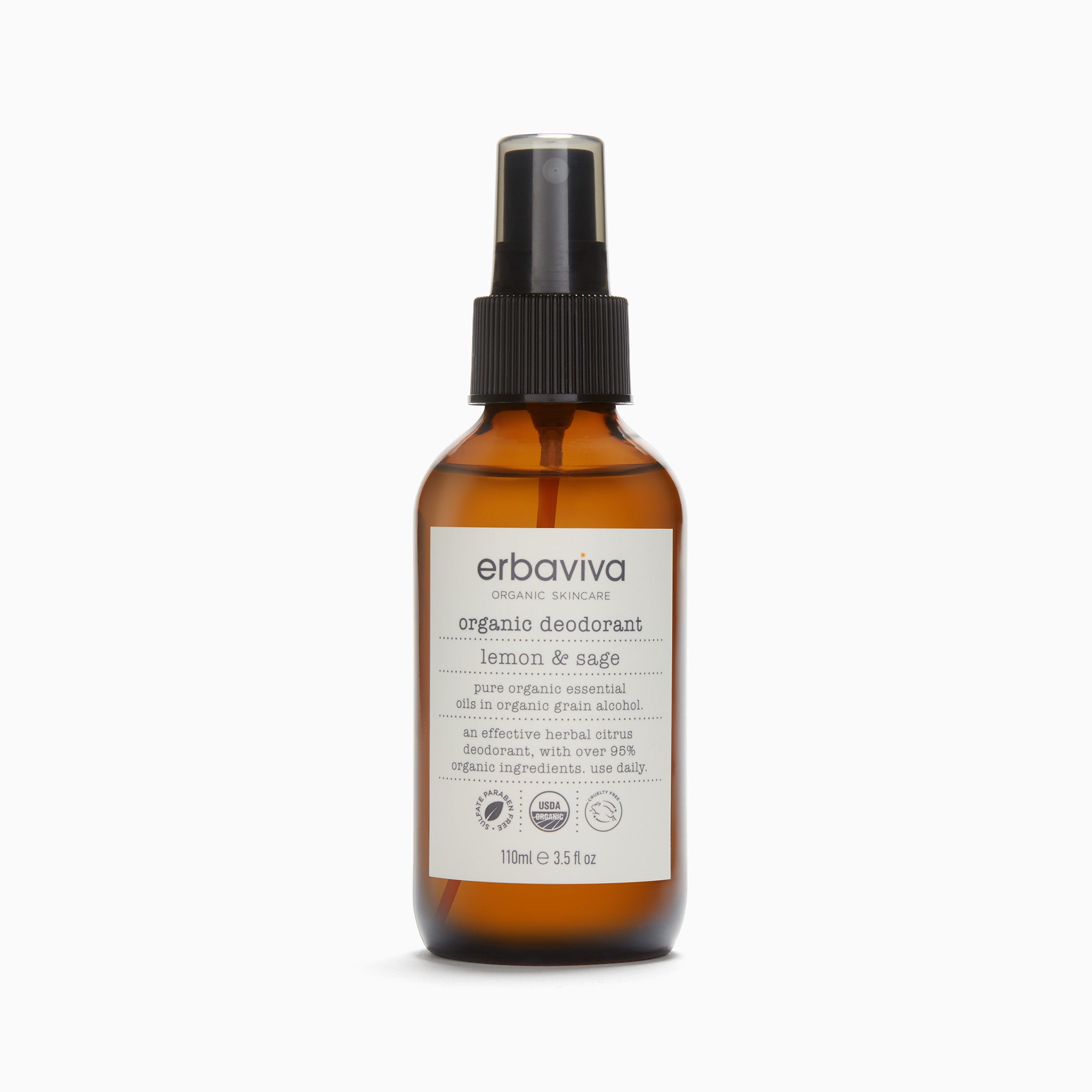 Bottle of award winning organic women deodorant spray