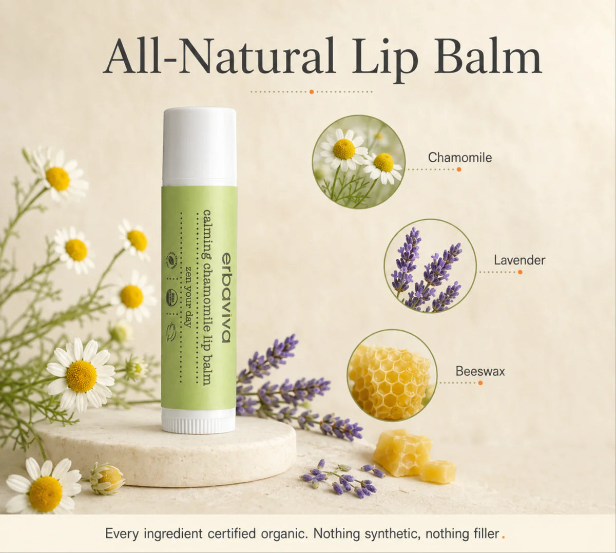 Calming Chamomile Lip Balm product gallery artwork, image 2 of 6