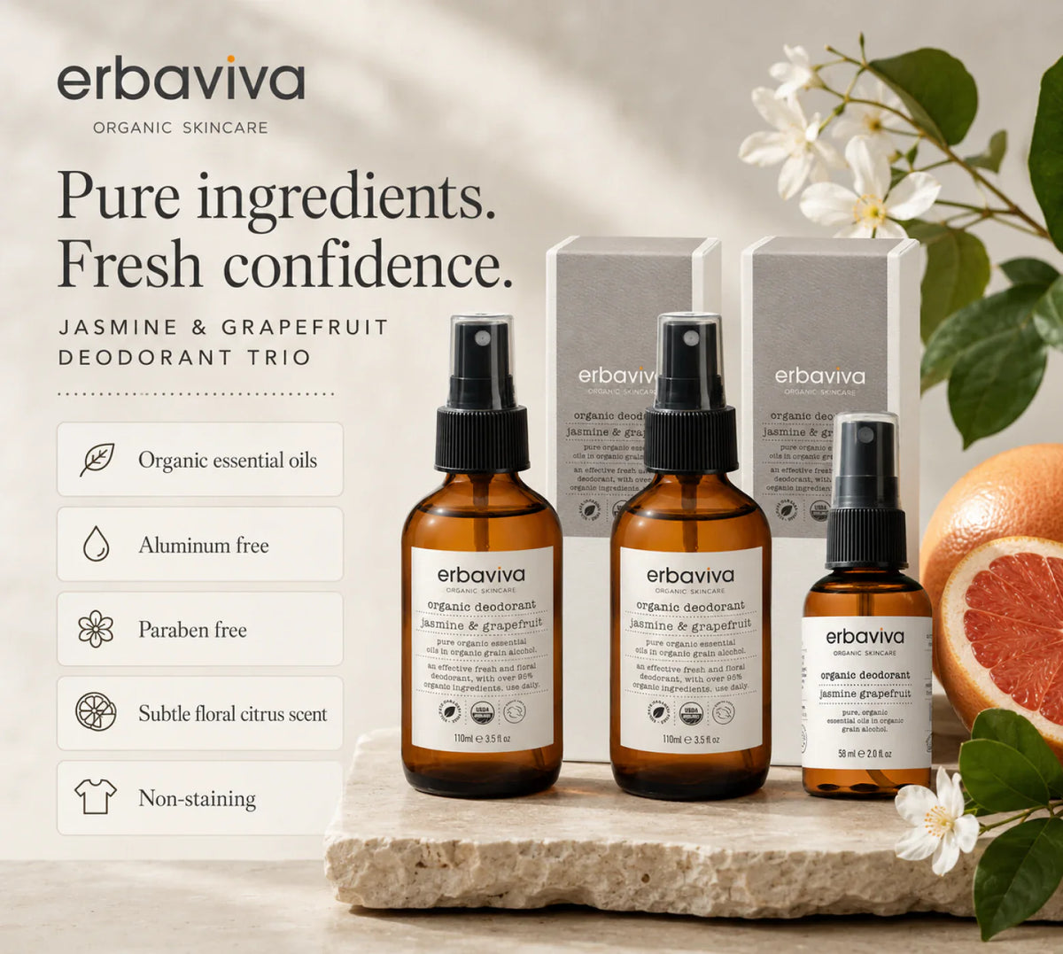 Jasmine & Grapefruit Deodorant Trio product gallery artwork, image 5 of 6