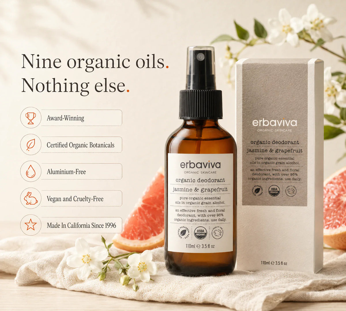 Jasmine & Grapefruit Organic Deodorant product gallery artwork, image 1 of 6
