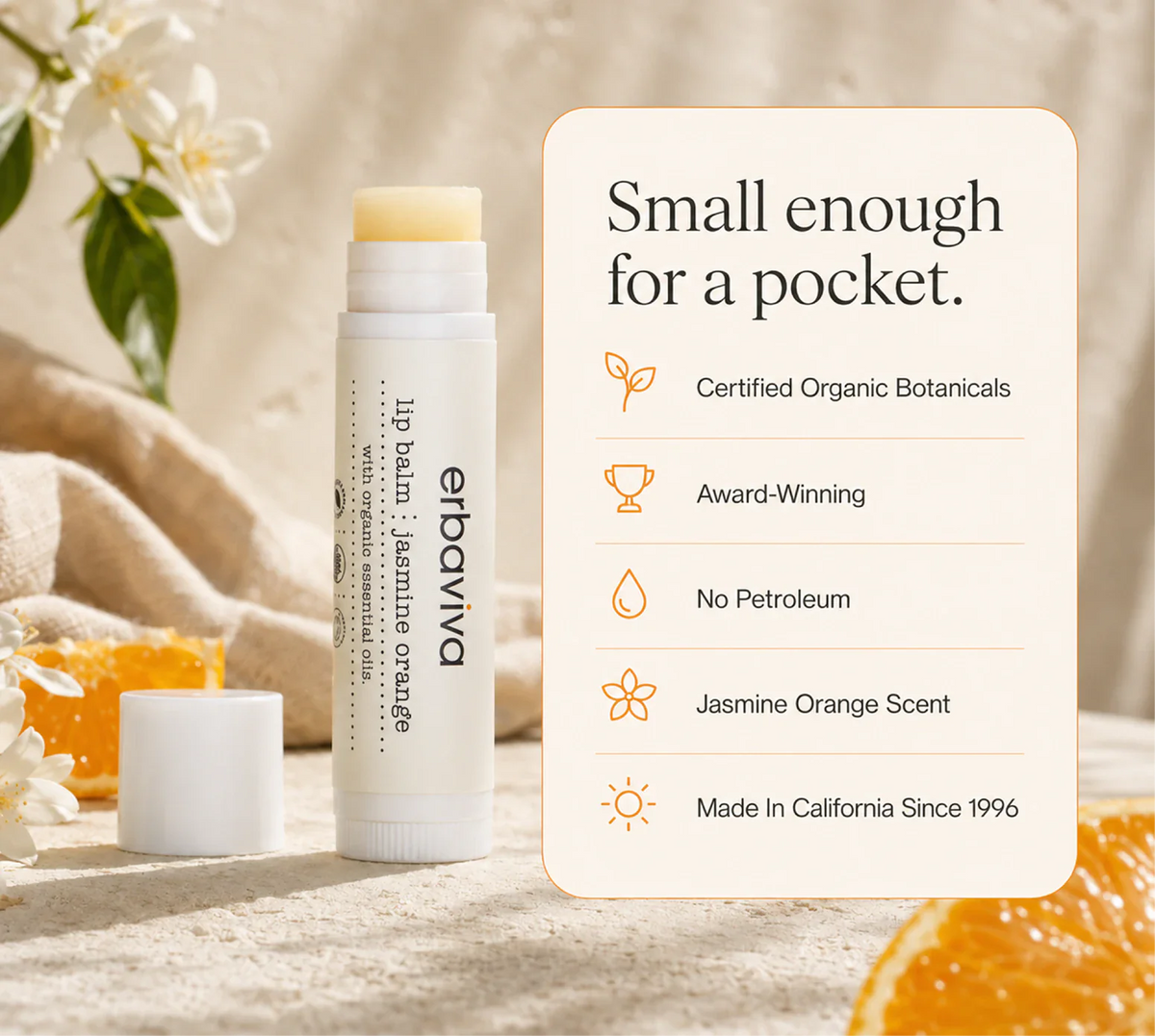 Jasmine Orange Lip Balm product gallery artwork, image 1 of 6