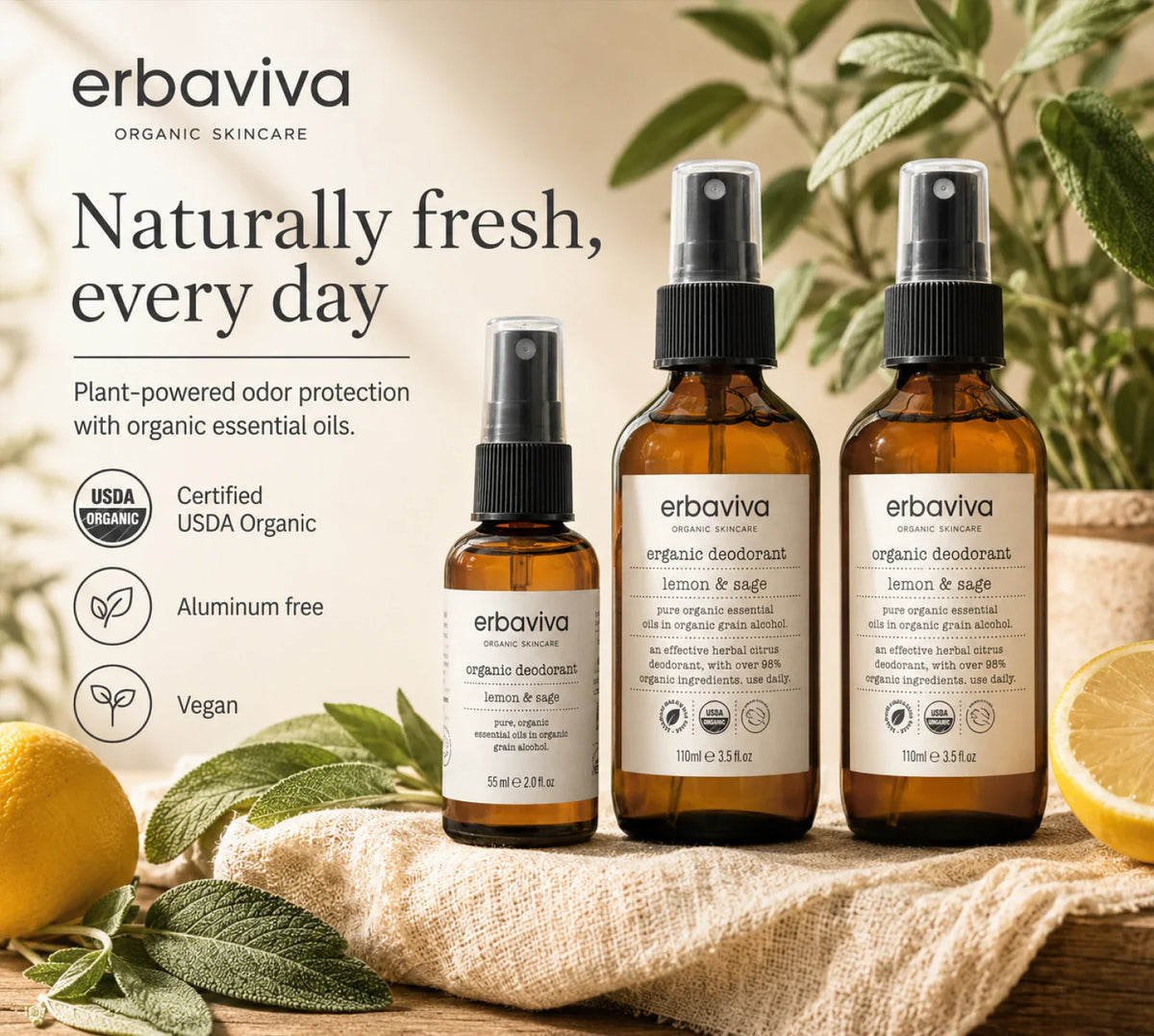 Lemon & Sage Deodorant Trio product gallery artwork, image 1 of 6