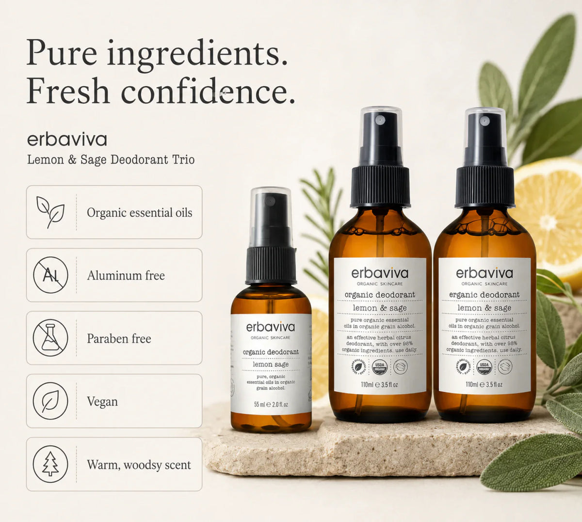 Lemon & Sage Deodorant Trio product gallery artwork, image 3 of 6