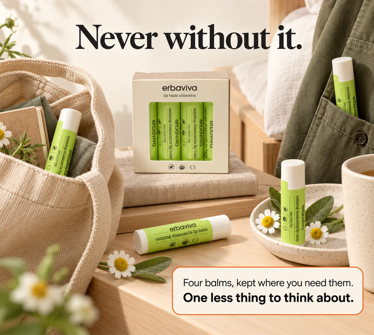 Lip Balm Calming Chamomile 4PK product gallery artwork, image 4 of 6