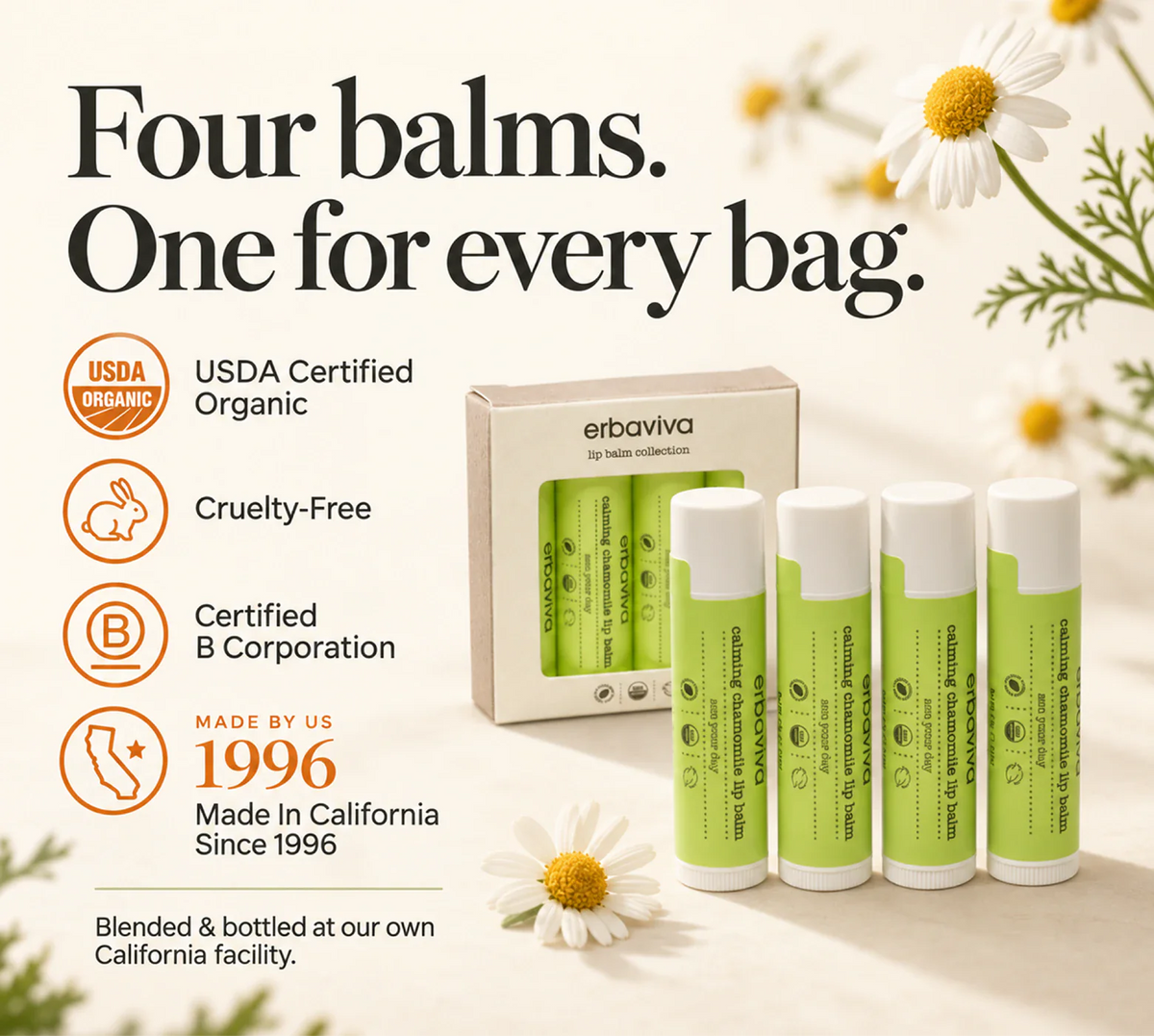 Lip Balm Calming Chamomile 4PK product gallery artwork, image 6 of 6