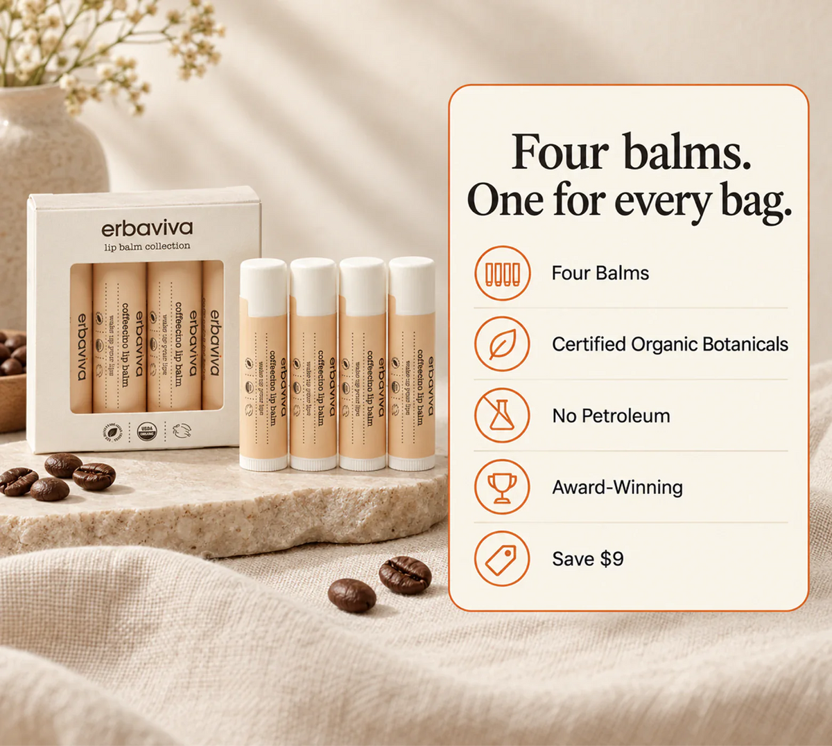 Lip Balm Coffeecino 4PK product gallery artwork, image 1 of 6