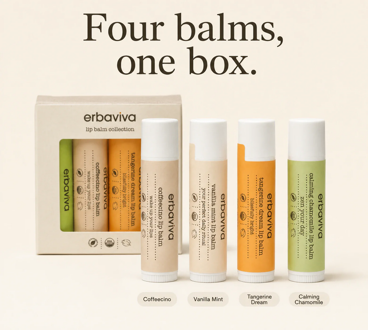 Lip Balm Collection Variety 4PK product gallery artwork, image 2 of 6