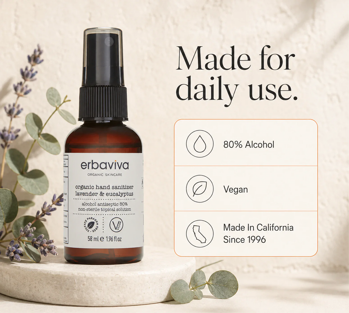 Organic Lavender & Eucalyptus Hand Sanitizer product gallery artwork, image 6 of 6